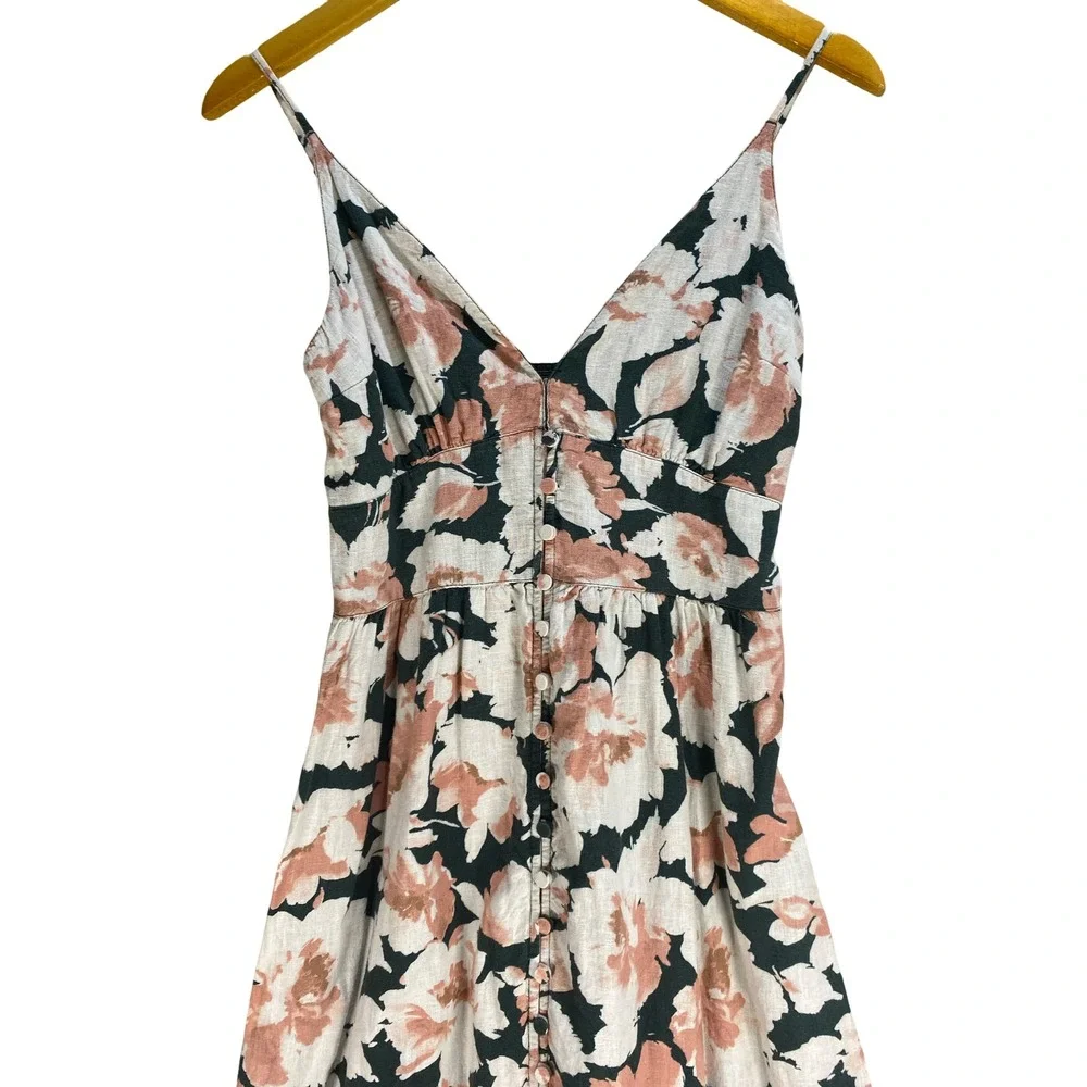 Abercrombie & Fitch Floral Linen Blend Maxi Dress Small Cottagecore Romantic